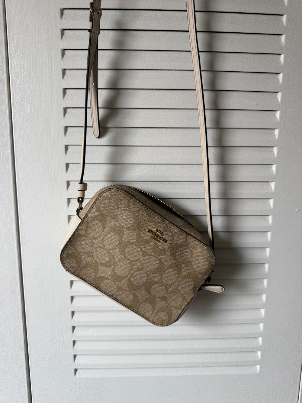 Coach Khaki and Chalk Canvas Crossbody Bag